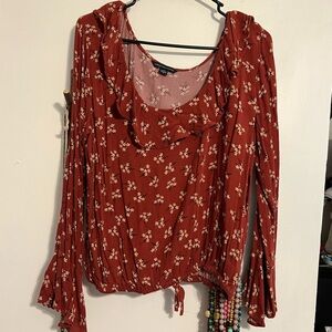 American Eagle Outfitters Red Floral Blouse